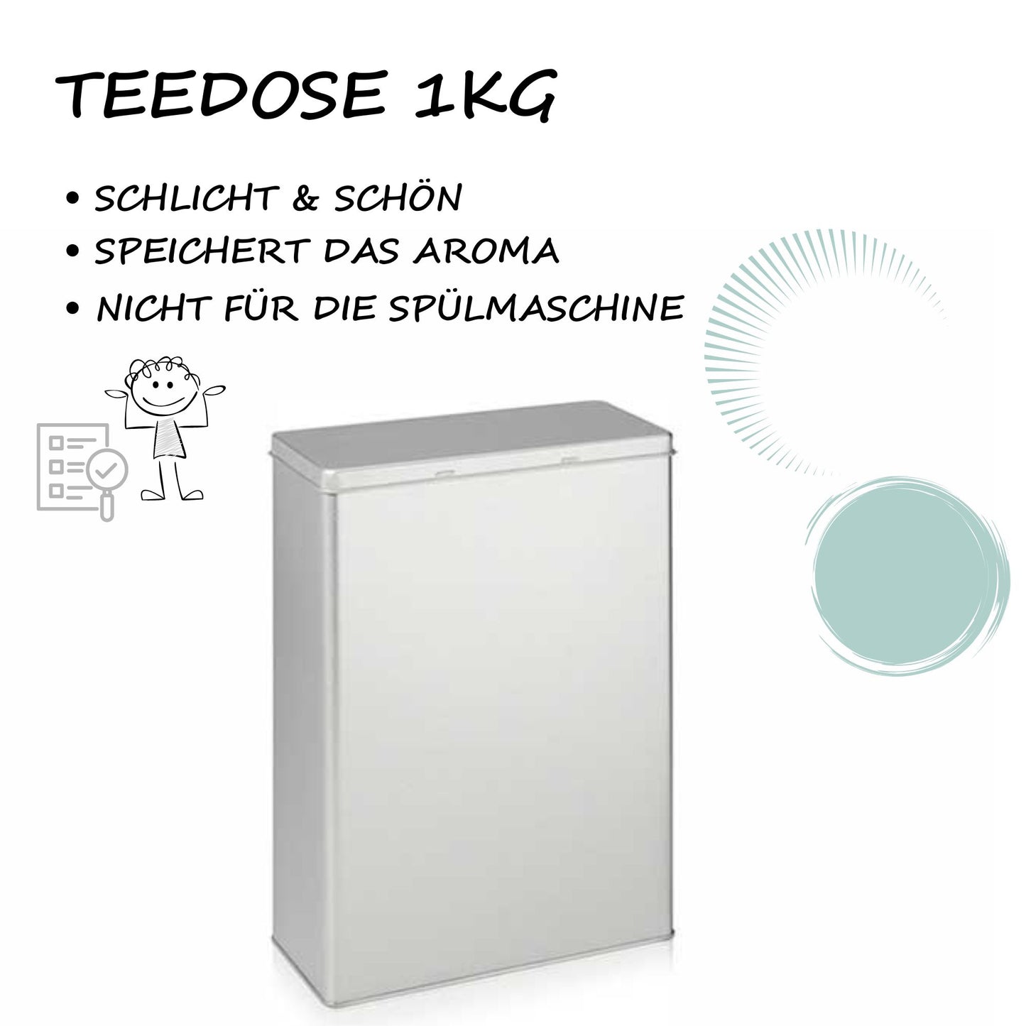 Teedose groß 1 Kg silber matt