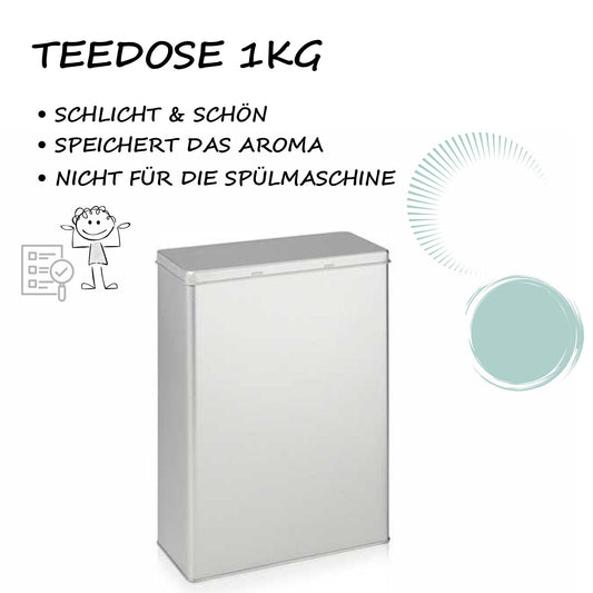 Teedose groß 1 Kg silber matt