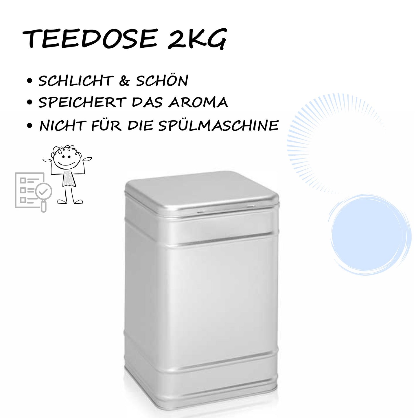 Teedose groß 2 Kg silber matt